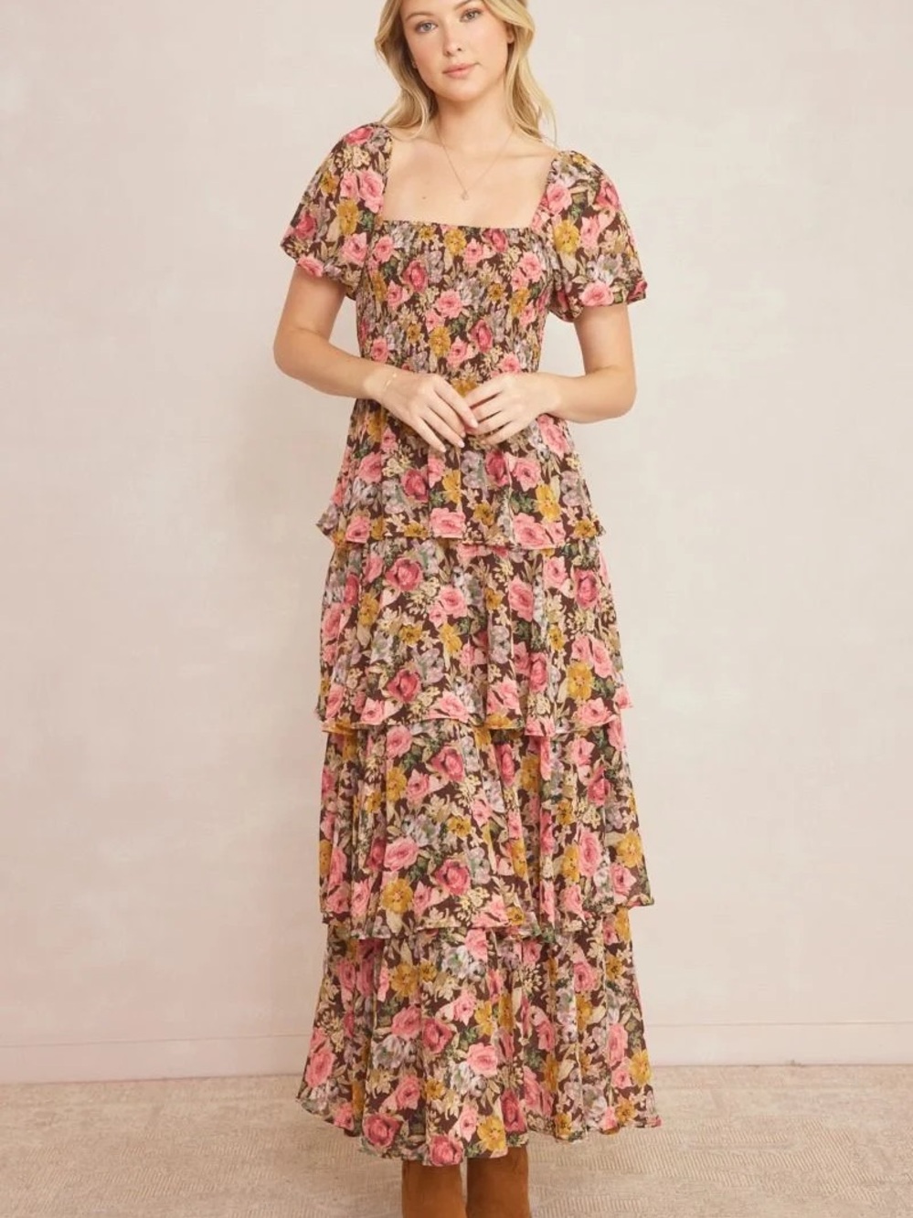 NWT Floral Tiered Maxi Dress